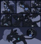4_ears 4_fingers absurd_res anal anal_penetration animal_genitalia animal_penis animate_inanimate anthro avali balls bed black_body black_eyes black_fur black_latex blue_body blue_fur blue_sclera bound canine_genitalia canine_penis captaincronus clothing comic dominant dominant_male duo encasement fingers fully_sheathed fur furniture genitals hi_res internal latex latex_clothing latex_skinsuit liquid_latex living_clothing living_latex lock_bulge lock_symbol machine male male/male multi_ear nude null_bulge open_mouth oral oral_penetration penetration penis pillow protogen protogen_visor scott_(shny_scott) sheath simple_background skinsuit submissive submissive_male tail tight_clothing winged_arms wings