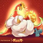 1:1 2026 anthro belly big_breasts bikini breasts camel_toe clothing female female_anthro generation_2_pokemon gold_bikini hi_res ho-oh legendary_pokemon nintendo overweight overweight_anthro overweight_female pinup pokemon pokemon_(species) pose solo swimwear tentabat thick_thighs two-piece_swimsuit