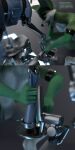 1:2 3d_(artwork) absurd_res anthro blender_(artwork) bondage_furniture bound comic cybernetics deer deer_taur dialogue digital_media_(artwork) direfloof duo english_text female fucking_machine gale_(direfloof) hi_res hooves machine male mammal mammal_taur taur text