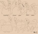 belly big_belly big_butt burping butt changeling_(mlp) changeling_queen digestion digestion_noises equid equine female female/female female_prey friendship_is_magic group hasbro hi_res horn kalisama mammal my_little_pony mythological_creature mythological_equine mythology princess_celestia_(mlp) princess_luna_(mlp) queen_chrysalis_(mlp) sketch swiftsketchpone thick_thighs trio weight_gain winged_unicorn wings