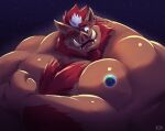 2026 anthro arm_hair arm_tuft beard biceps big_muscles body_hair boris_(heavyrocksboar) chest_hair chest_tuft cosmic_background ear_piercing ear_ring facial_hair flexing flexing_bicep hair hi_res huge_muscles macro male mammal multicolored_hair muscular muscular_anthro muscular_male neck_muscles one_eye_closed open_mouth piercing planet red_hair ring_piercing signature solo space space_background suid suine sus_(pig) terra_macro tuft tusks veejaybees wild_boar wink