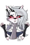 2024 absurd_res ambiguous_gender anthro artist_name asphyxiation big_breasts black_clothing black_eyeshadow black_fingerless_gloves black_gloves black_handwear blush bodily_fluids breasts canid canid_demon canine choking clothing demon disembodied_hand drooling duo ear_piercing erotic_asphyxiation eye_through_hair eyebrow_piercing eyelashes eyeshadow facial_piercing female female/ambiguous fingerless_gloves fur gloves grey_body grey_fur grey_hair hair half-length_portrait handwear heart_pupils heart_symbol hellaverse hellhound helluva_boss hi_res long_eyelashes long_hair looking_at_viewer loona_(helluva_boss) makeup mammal motion_lines mythological_canine mythological_creature mythology neck_grab nipple_outline offscreen_character piercing portrait red_sclera saliva shaking simple_background teaofcolors text translucent translucent_hair twitter_handle under_boob white_background white_body white_eyes white_fur
