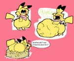 2026 annoyed anthro asking belly belly_on_ground big_belly big_butt black_ear_tips black_eyelids black_stripes black_text bubble_butt burping butt butt_expansion cheek_spots clenched_eyes daniel_(meatcanister) dialogue digestion digital_media_(artwork) dipstick_ears ear_markings english_description english_text expansion eyes_closed eyes_mostly_closed fatal_vore fur gaping_mouth generation_1_pokemon gurgle_(sound_effect) hand_on_belly hi_res huge_belly huge_butt hyper hyper_belly kerchief kerchief_only lidded_eyes lightning_tail looking_at_viewer looking_back looking_back_at_viewer looking_down lying male mammal markings meatcanister mostly_nude multicolored_ears narrowed_eyes neckerchief neckerchief_only neckwear nintendo on_front open_mouth pikachu pink_kerchief pink_neckerchief pixel_(artwork) pokemon pokemon_(species) pokemon_mystery_dungeon question rear_view rodent rumbling_stomach sequence side_view single_tooth slightly_chubby slightly_chubby_anthro soft_vore solo speech_bubble spike_chunsoft squiggle standing striped_back stripes tail teeth text two_tone_ears uvula vore weight_gain yellow_belly yellow_body yellow_butt yellow_ears yellow_fur