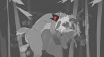 abdominal_bulge anal anthro arched_back balls bell big_balls biped blush bottom_heavy bovid caprine cloak clothing crown cult_of_the_lamb curved_horn dark dominant ears_down femboy forest from_behind_position fur genitals grabbing_from_behind headgear hi_res horn janslobonejo lamb_(cult_of_the_lamb) larger_dom long_ears male male/male male_penetrated male_penetrating male_penetrating_male mammal massive_monster_(studio) moan moobs overweight penetration penis pivoted_ears plant plap plap_(sound) questionable_consent red_crown_(cult_of_the_lamb) sex sheep size_difference slightly_chubby small_balls small_penis standing standing_sex tail tree white_body white_fur wool_(fur) wool_hair