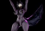 2026 3d_(artwork) anthro areola big_breasts big_tail black_areola black_background black_body black_hair black_nipples bone breasts canid canine clitoral_hood dark_areola dark_nipples digital_media_(artwork) fangs female genitals glistening glistening_areola glistening_body glistening_breasts glistening_nipples glistening_thighs glowing glowing_eyes hair hi_res impaer_jaster inner_ear_fluff long_hair long_tongue looking_at_viewer malo mammal navel nipple_dip nipples open_mouth open_smile raised_arms red_tongue scp-1471-a scp_foundation sharp_teeth simple_background skull skull_head skulldog_(species) smile smiling_at_viewer solo standing tail teeth thick_thighs tongue tongue_out tuft vulva watermark wide_hips