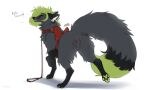 2023 ambiguous_feral ambiguous_gender artist_name balancing bedroom_eyes birthday_gift black_body black_fur black_paws bow_(feature) bow_ribbon brown_leash buckled_collar butt canid canine canis claws collar colored_sketch dewclaw dialogue digital_drawing_(artwork) digital_media_(artwork) digitigrade dipstick_tail ear_piercing ear_stud english_text exclamation_point eyebrow_through_hair eyebrows fangs featureless_crotch feral feral_with_hair fluffy fluffy_tail fox full-length_portrait fur gift_bow gift_tag gloves_(marking) green_body green_claws green_eyes green_fur green_hair green_pawpads grey_body grey_fur hair heart_symbol hi_res hybrid leash leg_markings looking_at_viewer looking_away mammal markings narrowed_eyes pawpads piercing portrait presenting presenting_crotch presenting_hindquarters quadruped raised_arm raised_leg red_collar red_ribbon seductive signature simple_background sketch smile smiling_at_viewer socks_(marking) solo speech_bubble spread_legs spreading tail tail_aside tail_markings taka_(artist) taka_fox talking_feral talking_to_viewer teeth text three-quarter_view toothy_smile translucent translucent_hair true_fox waist_ribbon whiskers white_background