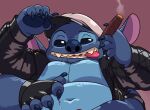 2024 4_arms 4_fingers 6/26 alien anthro arm_tuft bared_teeth bedroom_eyes belly bite biting_own_tongue black_clothing black_eyes black_fingerless_gloves black_gloves black_handwear black_headwear black_sclera black_visor blue_body blue_claws blue_fur blue_nose blue_pawpads breasts cigar cigar_smoke claws clothed clothing countershade_ear countershade_eyes countershade_fur countershade_mouth countershade_torso countershading criss-cross_topwear digital_media_(artwork) digital_painting_(artwork) disney eclipticafusion english_description experiment_(lilo_and_stitch) eyebrows featureless_breasts fiddler_hat finger_claws fingerless_gloves fingers full_version_at_paywall fur glistening glistening_clothing glistening_eyes glistening_jacket glistening_topwear gloves gold_buttons gold_zipper gradient_background gripping_penis half-length_portrait hand_on_belly hand_pawpads handwear head_tuft headgear headwear jacket jockstrap leather leather_clothing leather_daddy leather_jacket leather_topwear lgbt_pride lgbt_pride_month lilo_and_stitch looking_at_viewer love_handles lying male moobs multi_arm multi_limb narrowed_eyes navel no_shirt notched_ear on_back open_clothing open_jacket open_topwear painting_(artwork) pawpads philtrum pink_background pink_tongue portrait presenting_belly raised_eyebrows red_clothing red_jockstrap red_underwear round_nose scratching_belly seductive self_bite shaded sharp_teeth simple_background simple_shading slightly_chubby smile smiling_at_viewer smoke smoking smoking_cigar solo stitch_(lilo_and_stitch) tan_teeth teasing teasing_viewer teasing_with_mouth teasing_with_penis teeth tenting tipping_hat tongue tongue_bite toony topwear tuft underwear white_clothing white_headwear