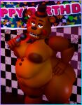 2026 3d_(artwork) animatronic anthro areola bear bow_tie brown_areola brown_body brown_nipples clothing digital_media_(artwork) electronics five_nights_at_freddy's five_nights_at_freddy's_2 genitals hand_on_hip hat headgear headwear hi_res holding_microphone holding_object larger_but_small looking_at_viewer machine male mammal micropenis microphone moobs multicolored_body nipples nude_anthro nude_male obese obese_anthro obese_male overweight overweight_anthro overweight_male penis red_cheeks robot scottgames small_penis solo teeth top_hat toy_freddy_(fnaf) two_tone_body xeytech