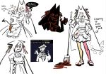 2026 ambiguous_gender animal_humanoid apron avian bird blood bodily_fluids cat_humanoid cleaning_tool clothed clothing creaturedotjpeg deltarune dress duo english_text felid felid_humanoid feline feline_humanoid female footwear friend_(deltarune) fully_clothed gaster gaster_follower_3 hair heterochromia hi_res horror_(theme) humanoid long_hair maid_uniform mammal mammal_humanoid mop pirate ribbons shadow_mantle_(deltarune) shoes sketch standing striped_bird_(deltarune) tail teeth text undertale undertale_(series) uniform