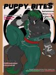 3:4 abs armwear biceps black_body black_fur braided_hair brat_taming bulge canid canine canis clothed clothing cover english_text fur hair hi_res magazine magazine_cover male mammal martial_artist naki_silverwind nipples partially_clothed pinup pose seductive sultry_gaze text velvetymane_(artist) wolf