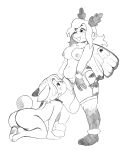 accessory all_fours antennae_(anatomy) anthro areola arthropod bdsm blush breasts butt candy_(peonybunny) collar cunnilingus duo female female/female fur garter genitals hair hi_res insect kneeling lagomorph lepidopteran leporid mammal monochrome moth nipples nude open_mouth oral peonybunny petplay rabbit roleplay scut_tail sex short_tail simple_background smile stripes submissive tail thick_thighs tongue tongue_out vaginal vulva wings