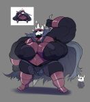4_arms accessory ambiguous_gender anthro armor armpit_hair arthropod barazoku blush body_hair bulge cloak clothed clothing crossed_arms duo eatbrain headband hi_res hollow_knight_(franchise) male multi_arm multi_limb muscular muscular_anthro muscular_male nail_(weapon) nailmaster_mato_(hollow_knight) partially_clothed pubes simple_background small_bulge sparkles standing team_cherry the_knight_(hollow_knight) vessel_(species)
