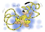 2013 4_fingers 4_toes anthro arms_bent bent_legs big_nose biped black_eyebrows black_eyes black_hair black_spots black_tail_tip chest_tuft closed_smile colored conjoined_eyes curling_tail digital_drawing_(artwork) digital_media_(artwork) dipstick_tail eduardosq english_description exclamation_point eyebrows featureless_crotch feet felid fingers floating_eyebrows full-length_portrait fur hair hand_behind_back hand_feet happy hi_res holding_object holding_pencil left-handed light lighting long_ears long_tail looking_at_viewer male male_anthro mammal markings marsupilami marsupilami_(character) marsupilami_(series) monotreme motion_lines mouth_closed multicolored_body multicolored_fur navel nude nude_anthro nude_male pantherine pencil_(object) portrait shaded simple_background smile smiling_at_viewer solo spots tail tail_markings toes tuft two_tone_body two_tone_fur two_tone_tail unusual_anatomy unusual_tail white_background white_nose white_sclera yellow_body yellow_fur yellow_tail