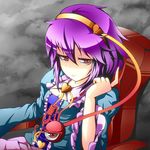  expressionless heart highres komeiji_satori purple_hair red_eyes sitting solo third_eye touhou turn-a 