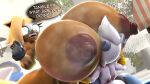 16:9 3d_(artwork) 4k absurd_res anthro areola between_breasts big_breasts blue_eyes breast_fondling breast_play breast_size_difference breasts brown_areola brown_body brown_nipples canid canine canis claws clothing dialogue digital_media_(artwork) duo english_text exclamation_point fangs female fingerless_gloves fondling gloves grey_body hand_on_breast handwear head_between_breasts hi_res huge_breasts hyper hyper_breasts idw_publishing lemur mammal moan musky_breasts nipples nude open_mouth primate question_mark ring-tailed_lemur rocketspuff sega shocked sonic_the_hedgehog_(comics) sonic_the_hedgehog_(idw) sonic_the_hedgehog_(series) speech_bubble strepsirrhine tangle_the_lemur teeth text whisper_the_wolf wide_eyed widescreen wolf
