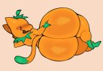 ambiguous_gender anthro big_butt butt elemental_creature flora_fauna food food_creature fruit hand_on_butt hand_on_own_butt hi_res leaf leaf_hair living_fruit plant plant_hair presenting presenting_hindquarters pseudo_hair pumpkin solo virito