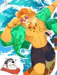 2026 3:4 abs absurd_res aloha_shirt amber_eyes annoyed anthro armor beaded_jewelry beaded_necklace beads bear black_clothing black_swimwear bracelet brown_hair claws clenched_teeth clothed clothing duo epic_games eyewear fangs felid finger_claws fortnite fur glint hair headgear helmet hi_res id_card inner_ear_fluff jewelry kingston_(fortnite) lion looking_at_viewer male mammal muscular muscular_anthro muscular_male navel necklace open_clothing open_mouth open_shirt open_topwear oravert69522 pantherine pattern_clothing pattern_shirt pattern_topwear pecs pinup polar_bear polar_patroller pose scarf sharp_teeth shirt signature smile smiling_at_viewer solo_focus standing sunglasses surfboard surfing swimming_trunks swimwear tail tail_tuft tan_body tan_fur teeth toe_claws topwear tuft ursine water