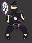 3:4 absurd_res ambiguous_fluids anthro bdsm body_writing bondage bound eeveelution egg generation_2_pokemon hi_res inhabitedartist male nintendo oviposition pokemon pokemon_(species) questionable_consent rope stuck through_wall umbreon