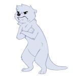 1:1 2021 3_toes alpha_channel anthro black_eyebrows black_eyes black_nose crossed_arms eyebrows feet frown fur grumpy head_tuft letodoesart male mammal mustelid neck_tuft otter pebble_(letodoesart) reaction_image simple_background solo standing tail toes transparent_background tuft white_body white_fur