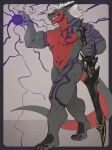 2026 abs animal_genitalia anthro arm_markings artist_name barazoku barbell_piercing biceps black_body black_border black_horn black_scales border butt chest_markings claws dark_magic dragon ear_piercing ear_ring eyebrow_piercing eyebrow_ring facial_horn facial_piercing facial_spikes finger_claws genital_slit genitals hair hi_res holding_melee_weapon holding_object holding_sword holding_weapon horn leg_markings male markings melee_weapon multicolored_body multicolored_scales muscular muscular_anthro muscular_male mythological_creature mythological_scalie mythology navel nipple_barbell nipple_piercing nipples nose_horn nude obliques oldshep pecs piercing purple_markings quads red_body red_scales ring_piercing scales scalie solo soren_ashe spikes spikes_(anatomy) sword tail text toe_claws two_tone_body two_tone_scales weapon white_hair yellow_sclera