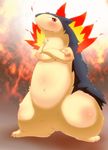  badger blush crossed_arms feral fire nintendo okunawa pok&#233;mon pok&eacute;mon red_eyes solo standing teeth typhlosion video_games warm_colors 