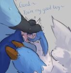 anthro anthro_on_anthro anthro_penetrated anthro_penetrating anthro_penetrating_anthro binh_(binhlanha) binhlanha blue_body blue_fur blush bodily_fluids cum cum_in_mouth cum_in_nose cum_inside deep_throat dewott dialogue duo ears_down fellatio fluffy fluffy_tail fur generation_3_pokemon generation_5_pokemon genital_fluids gloves_(marking) good_boy hand_on_head hand_on_hip heart_eyes heart_symbol hi_res male male/male markings nintendo oral oral_penetration penetration penile pivoted_ears pokemon pokemon_(species) reed_(dreeda) sex shiny_pokemon sweat sweating_profusely tail twitching white_body white_fur zangoose