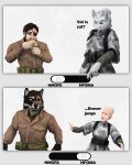 anthro anthro_to_human canid canine canis duo empty_eye_socket eye_patch eyewear female female_anthro female_human hair hair_bun hi_res hmofa_(acronym) human human_to_anthro instant_transformation jayk_and larger_anthro larger_female larger_male male male_anthro male_human mammal missing_eye scar size_difference slider_(control) smaller_human smaller_male species_transformation transformation transformation_through_technology wolf
