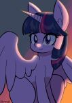absurd_res alemary16 equid equine female feral friendship_is_magic gradient_background hasbro hi_res horn inner_ear_fluff mammal my_little_pony mythological_creature mythological_equine mythology simple_background sitting smile smiling_at_viewer solo tuft twilight_sparkle_(mlp) winged_unicorn wings