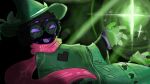 16:9 arachnid arthropod clothing cosplay deltarune eyewear glasses green-framed_eyewear hat headgear headwear hi_res male marshmanted niko_(loggerheads) ralsei solo spider undertale_(series) widescreen