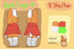 3:2 3_toes anthro breasts cheek_tuft clothed clothing colored digitigrade english_text facial_tuft feet female figurine fluffy fur green_eyes jacket model_sheet ngao orange_body orange_fur orange_rabbit1 rabbit_ears red_clothing red_jacket red_topwear scut_tail shaded short_tail simple_background simple_shading smile solo standing tail text toes topwear tuft
