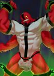 4_arms 4_eyes abs alien anthro ben_10 bulge cartoon_network cerberus_arts clothing cuff_(restraint) detailed_bulge four_arms_(ben_10) genital_outline genitals hi_res humanoid male multi_arm multi_eye multi_limb muscular muscular_humanoid muscular_male nipples pecs penis penis_outline penis_poking_out red_body red_skin restrained_arms restraints shackles shirt solo tetramand topwear torn_clothing torn_underwear underwear