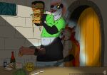 animal_genitalia animal_penis anthro bear big_penis black_body black_fur bread cabbage canid canine cape clothing costume devil_costume door duo equine_genitalia equine_penis food fox fur genital_piercing genitals ghost giant_panda green_clothing green_shirt green_topwear holding_food holding_object holding_sandwich huge_penis hyper hyper_genitalia hyper_penis ketchup knife male male/male mammal medial_ring mind_control multicolored_penis musclegut muscular mustard navel night nipples open_mouth orange_body orange_fur pandapower897 penis penis_piercing piercing pink_nipples pink_penis plant sandwich_(food) sharp_teeth shirt smile spirit standing teeth tongue tongue_out topwear two_tone_penis undressing undressing_another vegetable white_body white_fur whitecolt_productions yellow_eyes