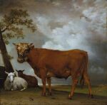 1647 17th_century 2_horns ambiguous_feral ambiguous_gender amphibian ancient_art animal_genitalia avian backsack balls bird bovid bovid_horn bovine bovine_horn caprine cattle cloud cloudy_sky cloven_hooves curved_horn dated detailed_background english_description fence feral field frog fully_sheathed fur genitals grass group hi_res hooves horn lying male male_feral male_focus mammal oil_painting_(artwork) on_front outside overcast painting_(artwork) paulus_potter plant public_domain quadruped sheath sheep signature sky solo_focus standing tail tail_tuft traditional_media_(artwork) traditional_painting_(artwork) tree tuft unguligrade wool_(fur)