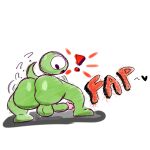 1:1 anthro balls big_penis butt chameleon el_pro53 erection exclamation_point genitals green_body heart_symbol hi_res humanoid_genitalia humanoid_penis leon_(el_pro53) lizard male penis question_mark reptile scalie shortstack solo surprised tail text twerking