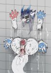 absurd_res animal_genitalia anthro anus bodily_fluids body_writing bound covered_eyes cum cum_everywhere dragon feet genital_fluids genital_slit genital_torture genitals hi_res hindpaw hook male messy mythological_creature mythological_scalie mythology nekoforest paws scalie solo spread_slit stretched_urethra tape urethra