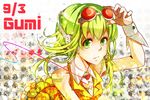  bad_id bad_pixiv_id character_name goggles goggles_on_head green_eyes green_hair gumi headphones headset highres nou short_hair solo vocaloid wrist_cuffs 
