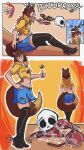 9:16 absurd_res after_vore animal_humanoid bikini blue_bottomwear blue_clothing blue_skirt bone bottomwear brown_hair burping burping_up_bones burping_up_clothing burping_up_object canid canid_humanoid canine canine_humanoid clothed clothed_humanoid clothed_male clothing comic crop_top discarded_clothing english_text felixjojoestar female female_prey femboy femboy_pred fluffy fluffy_tail footwear front_view gesture hair hand_gesture hi_res high_heels humanoid humanoid_pred legwear light_body light_skin male male_pred mammal mammal_humanoid midriff navel onomatopoeia rear_view saliva_on_clothes saliva_on_ground shirt shoes side_view skirt skull solo sound_effects sunny_raoul swimwear tail text thick_thighs thigh_highs thumbs_up topwear two-piece_swimsuit vore wide_hips wolf_humanoid