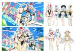  6+girls alternate_costume animal_ears ass bikini black_bikini black_slingshot_swimsuit blue_hair breasts cat_ears cat_girl commentary duel_monster dutch_angle english_commentary flower frilled_bikini frills full_body gradient_hair hair_flower hair_ornament halterneck hat hsin_(hsincookie) long_hair maliss_<p>_chessy_cat maliss_<p>_dormouse maliss_<p>_march_hare maliss_<p>_white_rabbit maliss_<q>_hearts_crypter maliss_<q>_red_ransom maliss_<q>_white_binder mouse_ears mouse_girl multicolored_hair multiple_girls navel one-piece_swimsuit pink_hair pool purple_hair rabbit_ears rabbit_girl red_bikini reference_sheet sarong sidelocks slingshot_swimsuit sun_hat swimsuit thigh_strap tiara water white_background white_hair yellow_bikini yu-gi-oh! 
