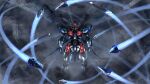  absurdres arms_at_sides bit_(gundam) chinese_commentary commentary_request denh dust_cloud full_body gundam gundam_aerial_rebuild gundam_suisei_no_majo hangar highres indoors mecha mecha_focus mobile_suit no_humans robot science_fiction solo standing v-fin 