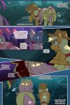 2:3 applejack_(mlp) bodily_fluids clothing cold-blooded-twilight comic cowboy_hat dialogue earth_pony english_text equid equine female fluttershy_(mlp) friendship_is_magic hasbro hat headgear headwear hi_res horn horse leggings legwear mammal my_little_pony mythological_creature mythological_equine mythology pegasus pinkie_pie_(mlp) pony rainbow_dash_(mlp) raised_leg speech_bubble sweat sweatdrop tail text twilight_sparkle_(mlp) unicorn wide_hips wings