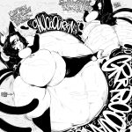 1:1 2026 after_vore animal_humanoid belly big_belly big_butt black_hair butt cat_humanoid felid felid_humanoid feline feline_humanoid female female_pred group hair hi_res huge_belly huge_butt humanoid mammal mammal_humanoid mihoyo monochrome nekomiya_mana rear_view text tuppenjskewer vore zenless_zone_zero