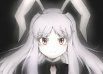  alternate_costume animal_ears black bloom bunny_ears closed_mouth face imakujira long_hair looking_at_viewer portrait red_eyes reisen_udongein_inaba smile solo touhou upper_body white_hair 