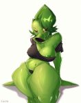2026 absurd_res big_breasts black_clothing black_eyes black_panties black_shirt black_topwear black_underwear breasts clothed clothing curvy_figure electronic_arts elemental_creature eyeshadow female flora_fauna green_body green_hair hair hi_res humanoid humanoidized leaf leaf_arms leaf_hair lixish looking_at_viewer makeup nipple_outline not_furry open_mouth panties pantsless peablaze_(leafpaw) peashooter_(pvz) plant plant_hair plants_vs._zombies popcap_games pseudo_hair shirt simple_background sitting skimpy solo thick_thighs tight_clothing topwear underwear voluptuous white_background wide_hips yellow_eyeshadow