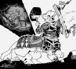 4_fingers 4_toes 5_fingers abdominal_bulge ambiguous_gender ambiguous_prey anthro anthro_prey armor arrow_(weapon) black_and_white bodily_fluids bracelet chainmail claws cloak clothing cutaway domestic_cat emanata emmacat64 eyes_closed feet felid feline felis fight fingers fully_inside gameplay_mechanics gui hair hammer healing healing_magic health_bar inside_stomach internal jewelry larger_male larger_pred larger_taur magic magic_staff male male_pred mammal monochrome mouse murid murine object_with_emanata onomatopoeia open_mouth oral_vore organs paws plate_mail plus_symbol ranged_weapon robe rodent shield short_hair size_difference sledgehammer smaller_ambiguous smaller_anthro sound_effects staff stomach stomach_acid tail taur taur_pred teeth text toes tools vore weapon willing_prey