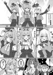  1boy 4girls absurdres animal_ear_fluff animal_ears arm_behind_back bare_shoulders blue_archive blush breasts cat_ears cat_girl closed_mouth collared_shirt commentary_request commission detached_sleeves doodle_sensei_(blue_archive) earrings elbow_gloves feathered_wings fingerless_gloves gloves glowstick greyscale halo hat headband high-waist_skirt highres holding holding_glowstick jacket jewelry long_hair low_twintails low_wings mari_(blue_archive) mari_(idol)_(blue_archive) mine_(blue_archive) mine_(idol)_(blue_archive) monochrome multiple_girls necktie official_alternate_costume official_alternate_hairstyle open_mouth own_hands_clasped own_hands_together pixiv_commission pointy_ears sakurako_(blue_archive) sakurako_(idol)_(blue_archive) sensei_(blue_archive) shirt skirt smile tks_rkgk top_hat translation_request twintails very_long_hair wings wrist_cuffs yuuka_(blue_archive) 