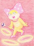 2021 anthro biped blue_eyes bracelet clothing colored_pencil_(artwork) dragon_koopa featureless_crotch female footwear gem gold_(metal) gold_bracelet gold_jewelry hi_res high_heels holding_object holding_wand japanese_description jewelry koopa koopaling lips looking_at_viewer magic magic_wand mario_bros mostly_nude necklace nintendo open_mouth open_smile pearl_(gem) pearl_necklace pink_background pink_bow pink_clothing pink_footwear pink_high_heels pink_lips pink_shell pink_theme polka_dot_bow ribbon1984 scalie shell shoes simple_background smile smiling_at_viewer solo thick_lips traditional_media_(artwork) wand wendy_o._koopa yellow_body