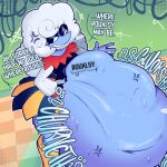 1:1 2025 after_vore belly big_belly blue_body darkner deltarune duo elnina_(deltarune) female female_pred huge_belly inside male male_prey rouxls_kaard text tuppenjskewer undertale_(series) vore