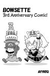 2021 2_horns ayyk92 big_nose bowser bowsette_meme breasts clothed clothing cover crown dress english_text eyebrows facial_hair female footwear hair hat headgear headwear hi_res horn human koopa long_tail male mammal mario mario_bros meme monochrome mustache nintendo overalls ponytail scalie shell shirt shoes short_hair spiked_shell spiked_tail spikes spikes_(anatomy) super_crown tail text thick_eyebrows thick_tail topwear turtle_shell