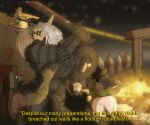 absurd_res anthro armor bared_teeth battle belly big_belly big_breasts blood bodily_fluids breasts canid canine canis clothing danadriel danadriel_montresor detailed_background domestic_dog english_text facial_tattoo female glowing glowing_eyes group gun gynomorph hi_res humanoid hyena intersex lips male mammal melee_weapon night post-apocalyptic pregnant pregnant_anthro pregnant_female ranged_weapon rimworld shield shotgun signature story story_in_description sword tattoo teeth text thick_lips trans_(lore) trans_woman_(lore) undead vampire weapon wide_hips zombie