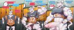 anthro armpit_hair balls barazoku biceps big_balls big_penis biped bodily_fluids body_hair body_size_growth clock clothing comic deltoids dialogue english_text erection expansion felid feline football_jersey fur genital_expansion genital_fluids genitals glans growth hairy_balls hi_res huge_penis intelligence_loss jersey locker_room male mammal mostly_nude muscle_growth muscular muscular_anthro muscular_male nipple_piercing nipple_ring nipples pantherine penis penis_expansion piercing precum profanity ring_piercing ruxvel sequence shirt size_transformation solo stripes tail text throbbing throbbing_penis tiger tight_clothing topwear transformation vein veiny_penis white_body white_fur
